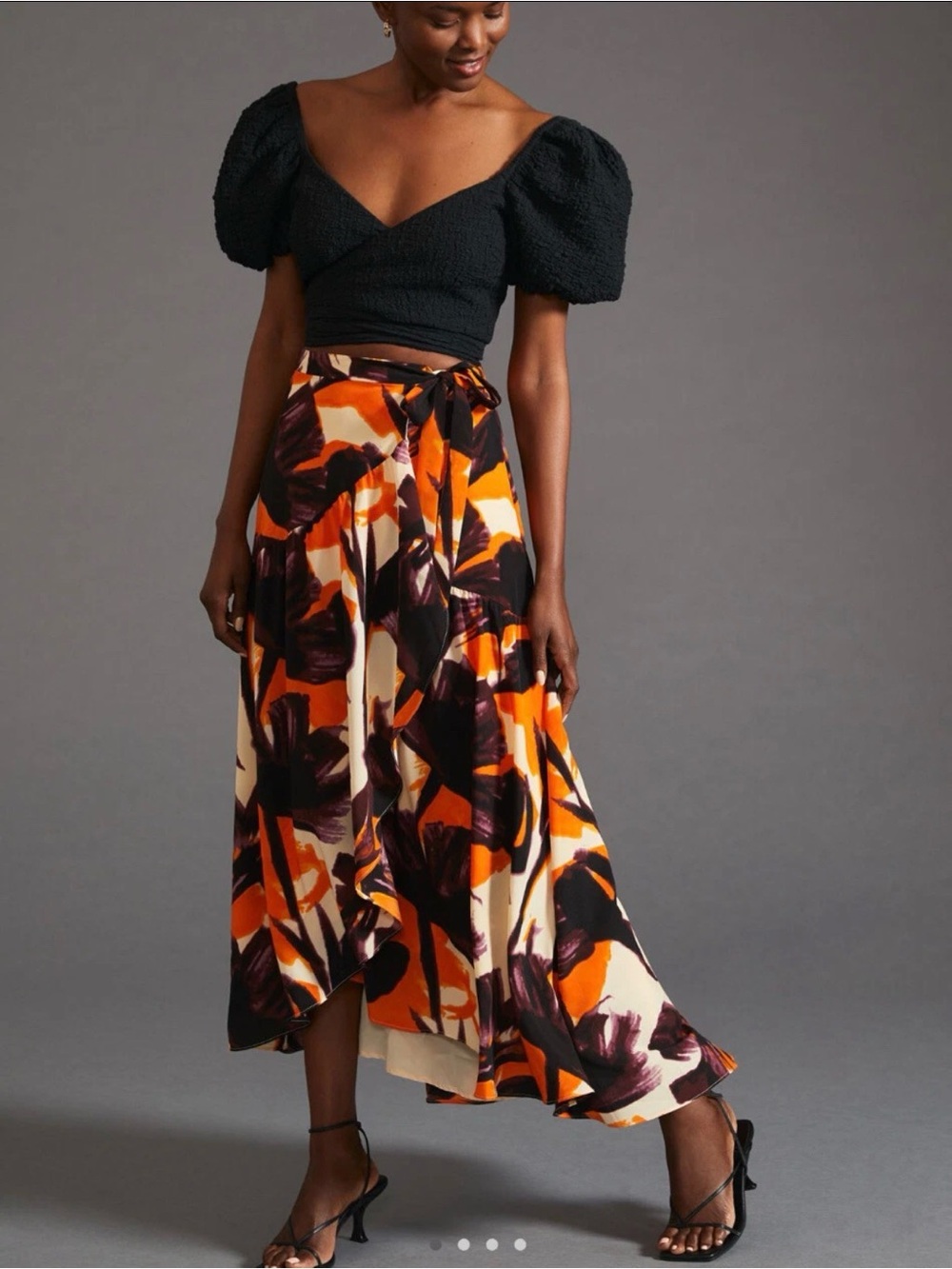 Anthropoligie Hutch Purple & Orange Motif Wrap Maxi Skirt Size XS - Picture 2 of 10